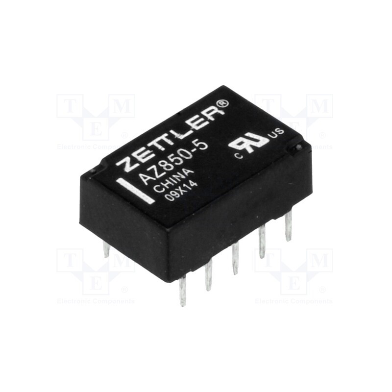 10 pcs : AZ850-5 - Relay: electromagnetic, DPDT, Ucoil: 5VDC, 1A, 0.5A/125VAC, PCB