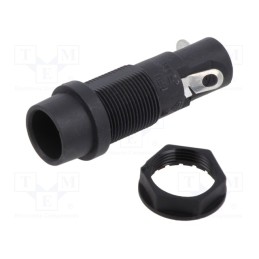 10 pcs : 31.1801 - Fuse holder, cylindrical fuses, 10A, on panel, black, 250VAC, FEU