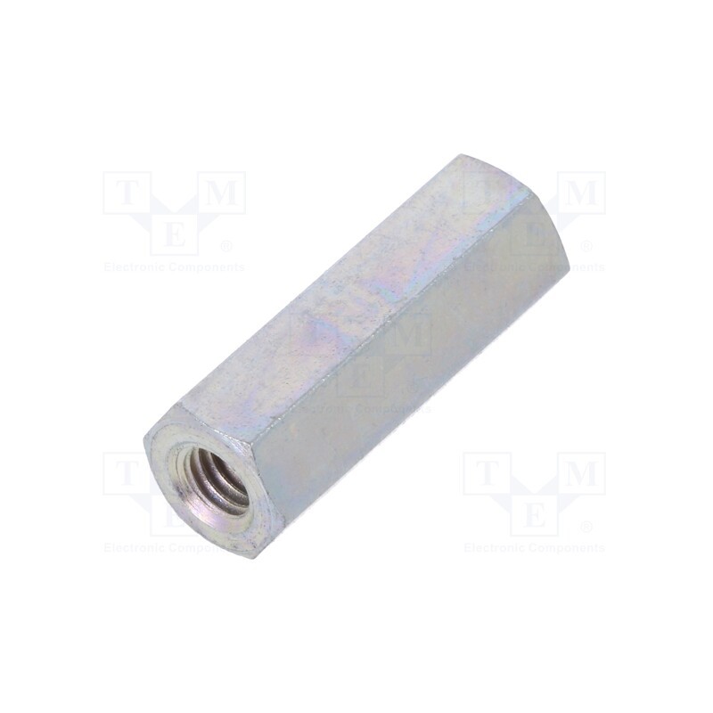 50 pcs : 126X20 - Screwed spacer sleeve, 20mm, Int.thread: M4, hexagonal, steel