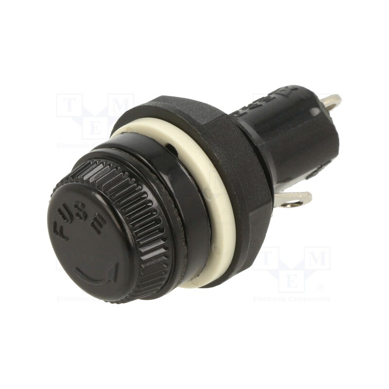 10 pcs : 601800 - Fuse holder, 5x20mm, 10A, on panel, 250VAC, Cutout: Ø14mm, -25÷70°C