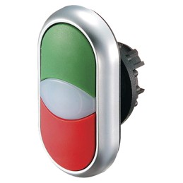 1 pcs - Eaton M22 Series Green, Red Illuminated Momentary Push Button Head, 22mm Cutout, IP67