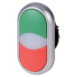 1 pcs - Eaton M22 Series Green, Red Illuminated Momentary Push Button Head, 22mm Cutout, IP67