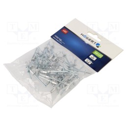 10 pcg : HT2C162 - Rivet, aluminium, Rivet diam: 4mm, L.rivet: 8mm, 50pcs.