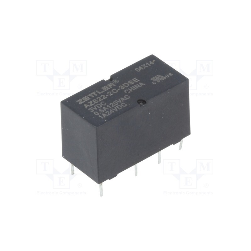 10 pcs : AZ822-2C-3DSE - Relay: electromagnetic, DPDT, Ucoil: 3VDC, 2A, 0.5A/120VAC, PCB