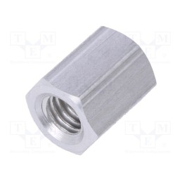 50 pcs : 138X10 - Screwed spacer sleeve, 10mm, Int.thread: M5, hexagonal, aluminium