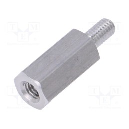 50 pcs : 235X12 - Screwed spacer sleeve, 12mm, Int.thread: M3, Ext.thread: M3