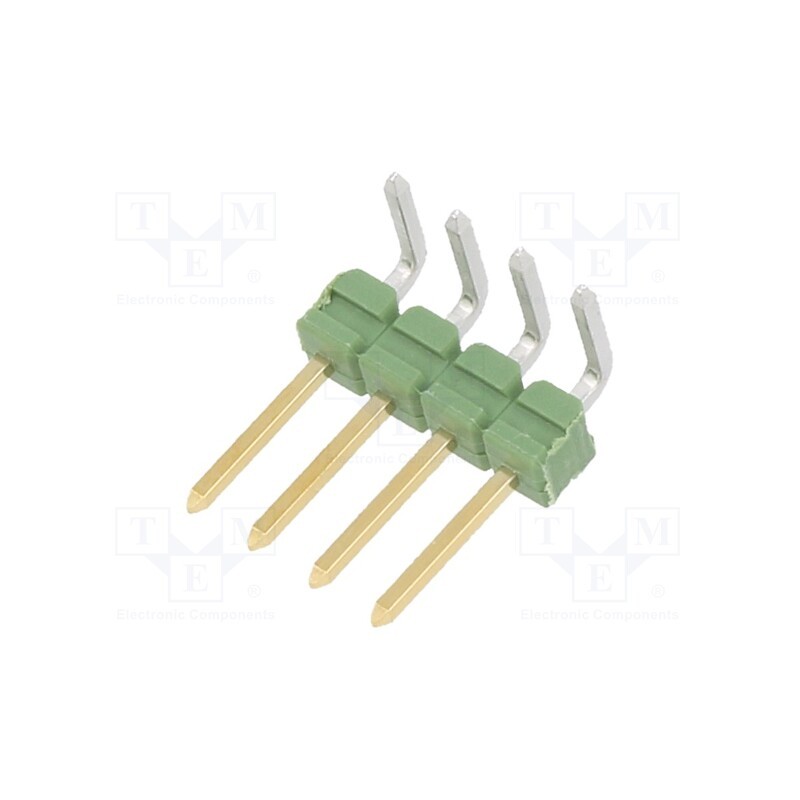 10 pcs : 825437-4 - Pin header, pin strips, AMPMODU MOD II, male, PIN: 4, angled 90°