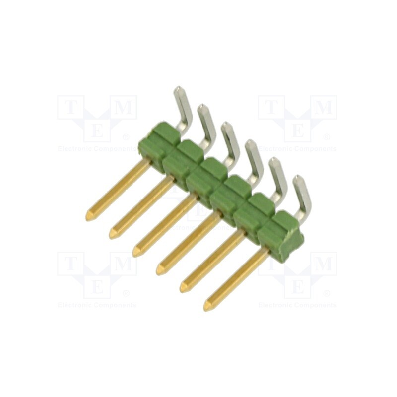 10 pcs : 825437-6 - Pin header, pin strips, AMPMODU MOD II, male, PIN: 6, angled 90°