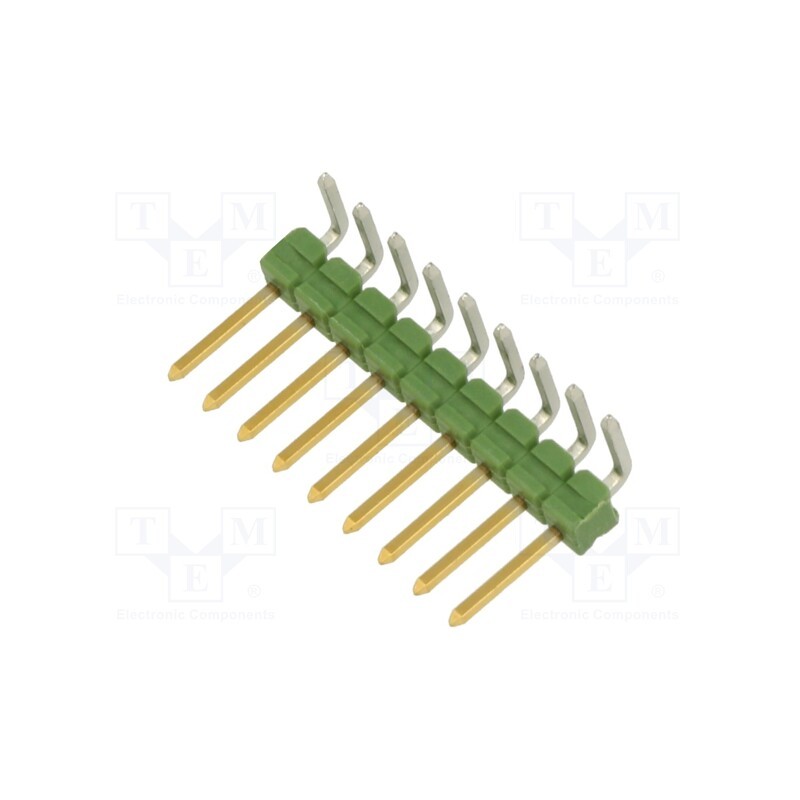 10 pcs : 825437-9 - Pin header, pin strips, AMPMODU MOD II, male, PIN: 9, angled 90°
