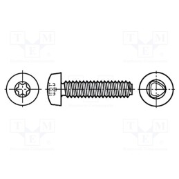 500 pcs : 3271297 - Screw, for metal, 2x8, Head: cheese head, Torx®, TX06, steel, zinc