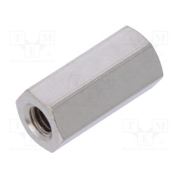 50 pcs : 114X12 - Screwed spacer sleeve, 12mm, Int.thread: M3, hexagonal, brass