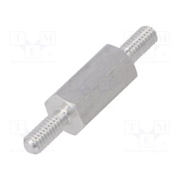50 pcs : 432X10 - Screwed spacer sleeve, 10mm, Ext.thread: M2,5, hexagonal