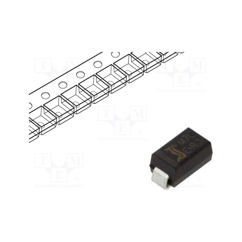 100 pcs : M7L - Diode: rectifying, SMD, 1kV, 1A, 1.5us, SMA, Ufmax: 1.1V, Ifsm: 22A