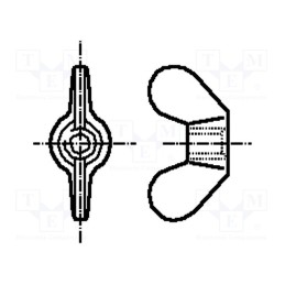50 pcs : B5/BN208 - Nut, winged, M5, 0.8, steel, Plating: zinc, BN 208, DIN 315