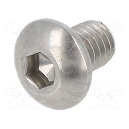 500 pcs : M4X6/ISO7380-1-A2 - Screw, M4x6, 0.7, Head: button, hex key, HEX 2,5mm, ISO 7380-1