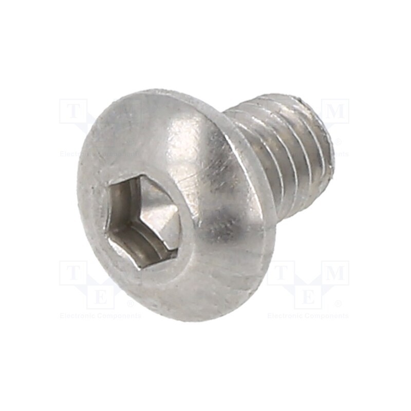 500 pcs : M4X6/ISO7380-1-A2 - Screw, M4x6, 0.7, Head: button, hex key, HEX 2,5mm, ISO 7380-1