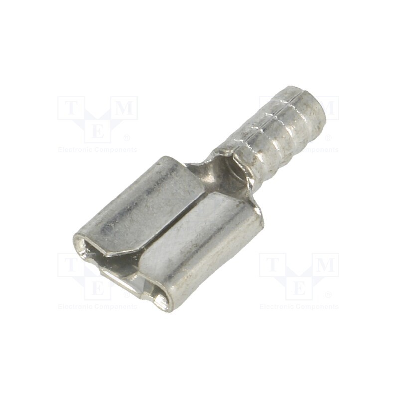 10 pcs : 8275 - Terminal: flat, 6.4mm, 0.8mm, female, crimped, for cable, straight