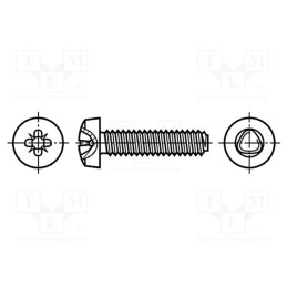 500 pcs : 1473638 - Screw, for metal, 2.5x8, Head: cheese head, Pozidriv, PZ1, zinc