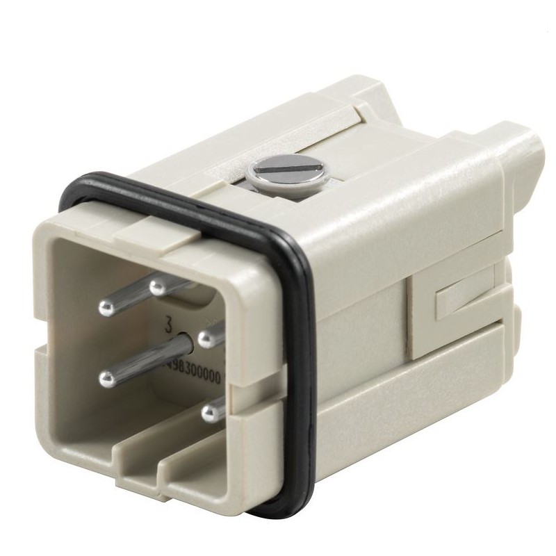 1 pcs - Weidmuller Heavy Duty Power Connector Insert, 16A, Male, HA Series, 4 Contacts