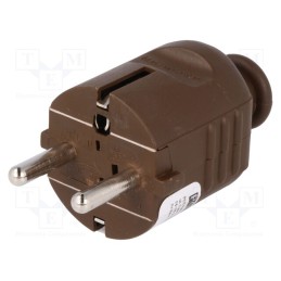 10 pcs : 8282 - Connector: AC supply, male, plug, 2P+PE, 230VAC, 16A, brown, PIN: 3