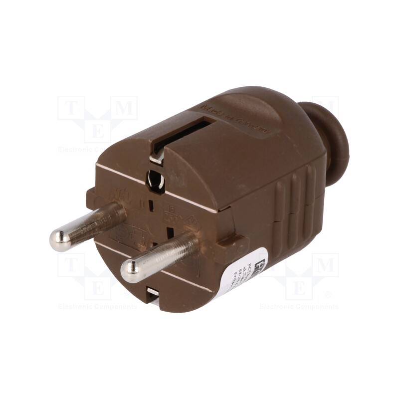 10 pcs : 8282 - Connector: AC supply, male, plug, 2P+PE, 230VAC, 16A, brown, PIN: 3