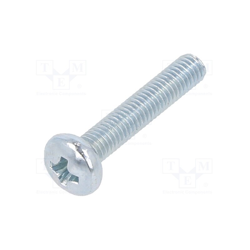 500 pcs : 1154303 - Screw, M3x16, 0.5, Head: cheese head, Phillips, PH1, steel, zinc