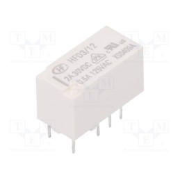 10 pcs : HFD3/12 - Relay: electromagnetic, DPDT, Ucoil: 12VDC, 2A, 0.5A/125VAC, PCB