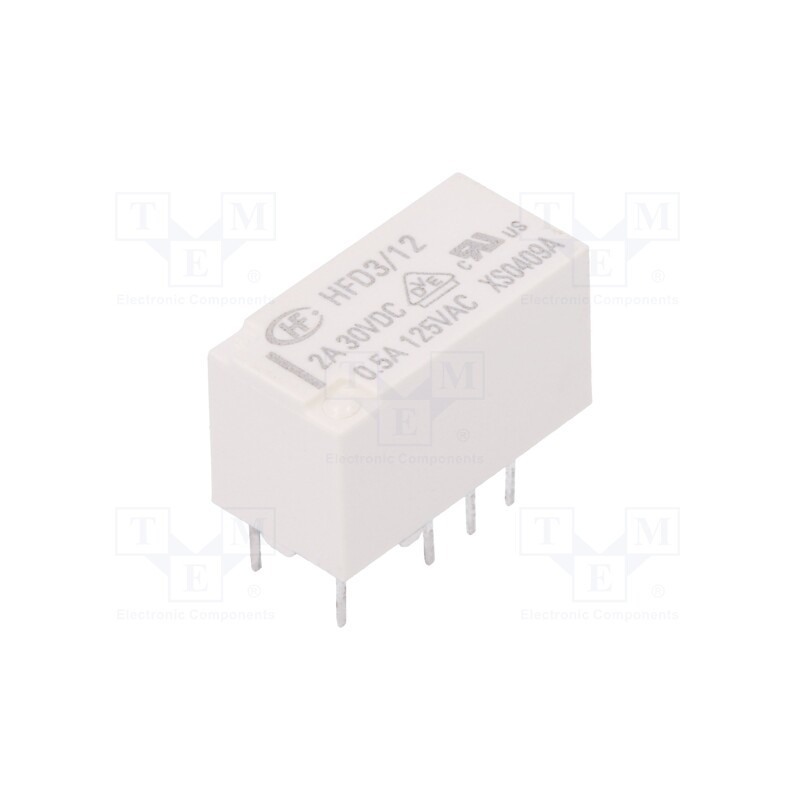 10 pcs : HFD3/12 - Relay: electromagnetic, DPDT, Ucoil: 12VDC, 2A, 0.5A/125VAC, PCB