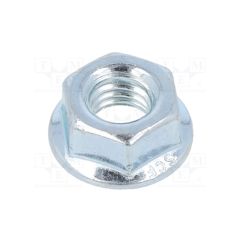 500 pcs : 5401000 - Nut, with flange, hexagonal, M6, 1, steel, Plating: zinc, H: 6mm, 10mm