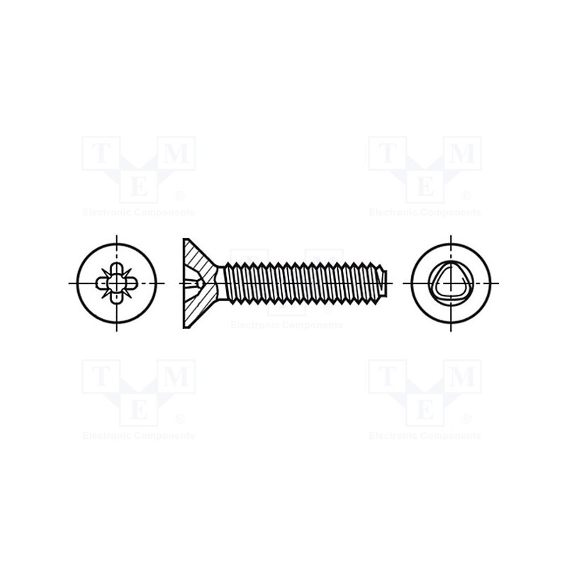 500 pcs : 1540610 - Screw, 3x12, Head: countersunk, Pozidriv, PZ1, steel, zinc, BN 3327