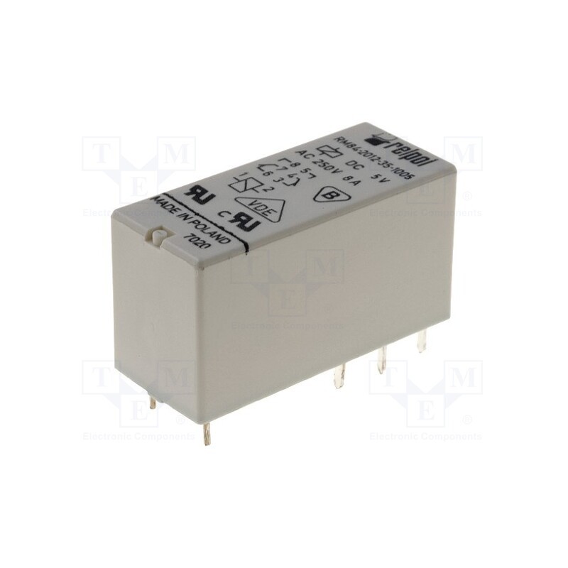 10 pcs : RM84-2012-35-1005 - Relay: electromagnetic, DPDT, Ucoil: 5VDC, 8A, 8A/250VAC, 8A/24VDC
