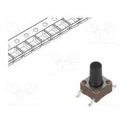10 pcs : 1571563-9 - Microswitch TACT, SPST-NO, Pos: 2, 0.05A/24VDC, SMT, none, OFF-(ON)