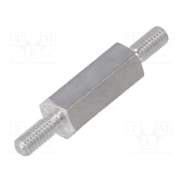 50 pcs : 432X12 - Screwed spacer sleeve, 12mm, Ext.thread: M2,5, hexagonal