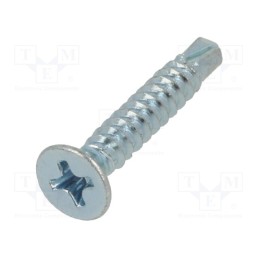 500 pcs : 1394118 - Screw, for metal, 3.5x22, Head: countersunk, Phillips, PH2, zinc