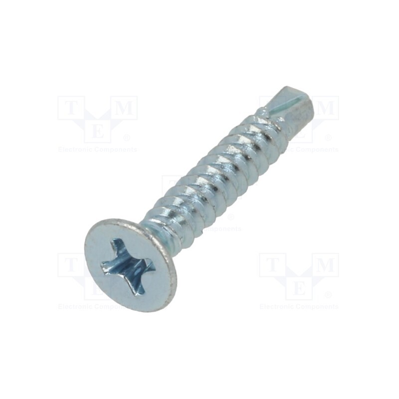 500 pcs : 1394118 - Screw, for metal, 3.5x22, Head: countersunk, Phillips, PH2, zinc