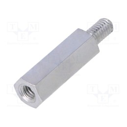50 pcs : 226X20 - Screwed spacer sleeve, 20mm, Int.thread: M4, Ext.thread: M4, steel