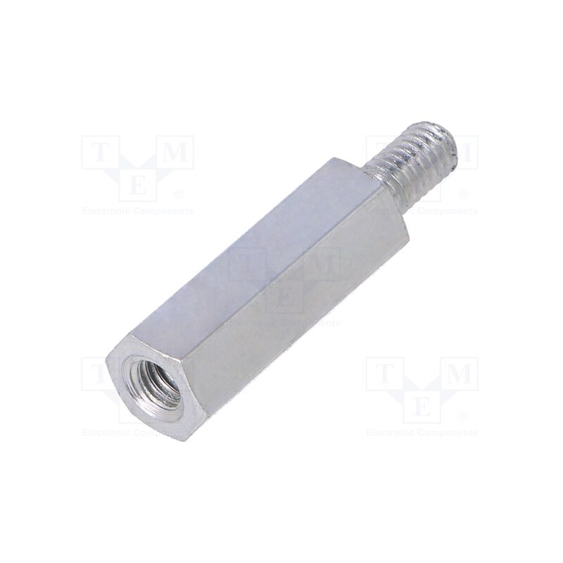 50 pcs : 226X20 - Screwed spacer sleeve, 20mm, Int.thread: M4, Ext.thread: M4, steel
