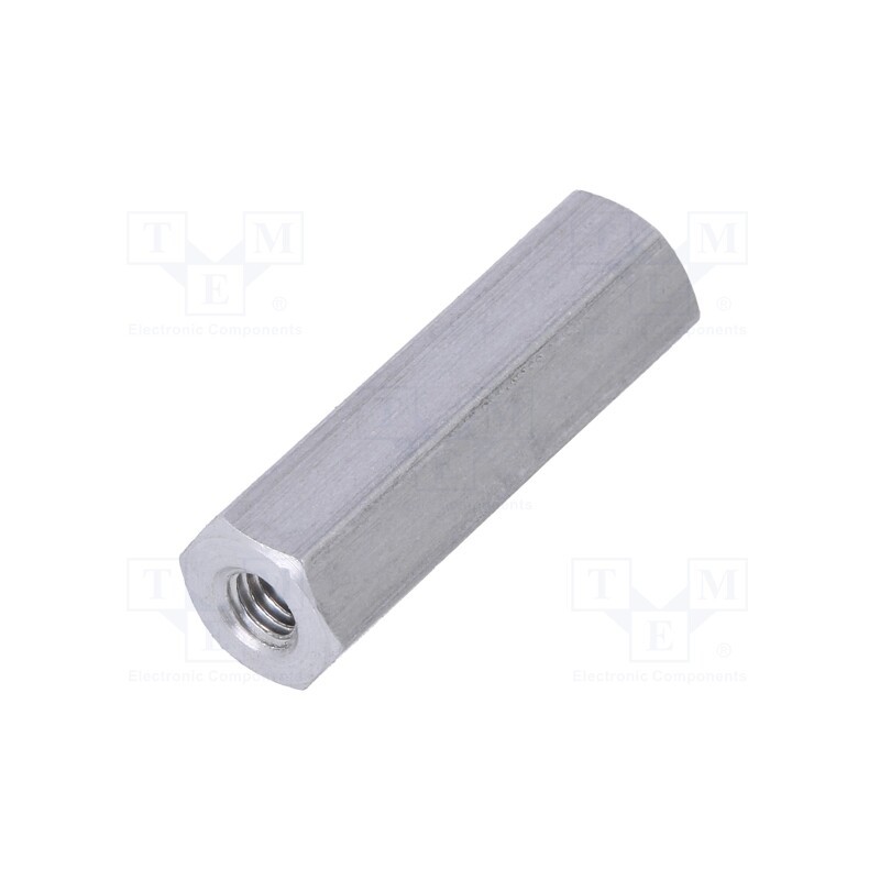 50 pcs : 135X20 - Screwed spacer sleeve, 20mm, Int.thread: M3, hexagonal, aluminium