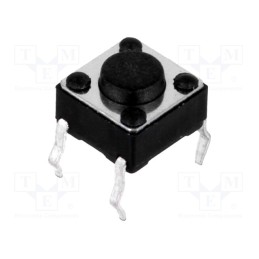 50 pcs : - Microswitch TACT, SPST-NO, Pos: 2, 0.05A/12VDC, THT, none, 1N, 6x6mm