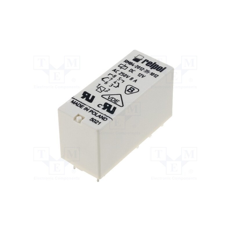 10 pcs : RM84-2012-35-1012 - Relay: electromagnetic, DPDT, Ucoil: 12VDC, 8A, 8A/250VAC, 8A/24VDC