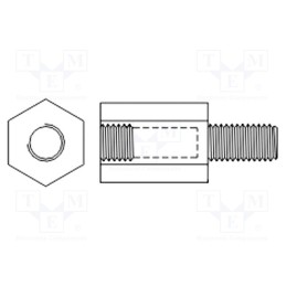 50 pcs : FIX-TP2.5-25 - Screwed spacer sleeve, hexagonal, polyamide, M2,5, M2,5, L: 25mm