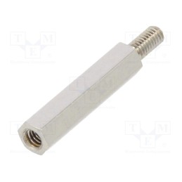 50 pcs : 2112X18 - Screwed spacer sleeve, 18mm, Int.thread: M2,5, Ext.thread: M2,5