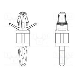 50 pcs : 8G813V40375 - PCB distance, polyamide, L: 6.4mm, snap fastener, natural