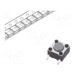10 pcs : PTS645SH43SMTR 92 LFS - Microswitch TACT, SPST-NO, Pos: 2, 0.05A/12VDC, SMT, none, 2N, 6x6mm