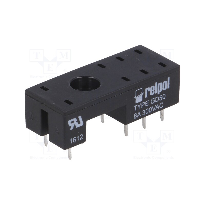 10 pcs : GD50 - Socket, PIN: 8, 8A, 300VAC, RMB841,RMB851, PCB, for PCB, -40÷70°C