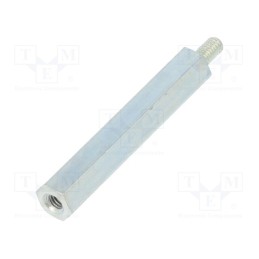 50 pcs : 225X35 - Screwed spacer sleeve, 35mm, Int.thread: M3, Ext.thread: M3, steel