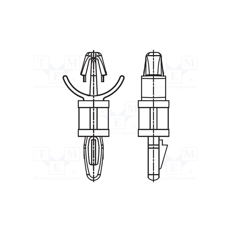 50 pcs : 8G813V40367 - PCB distance, polyamide, L: 15.9mm, snap fastener, natural