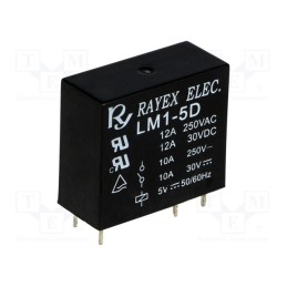 10 pcs : LM1-5D - Relay: electromagnetic, SPDT, Ucoil: 5VDC, Icontacts max: 12A, PCB