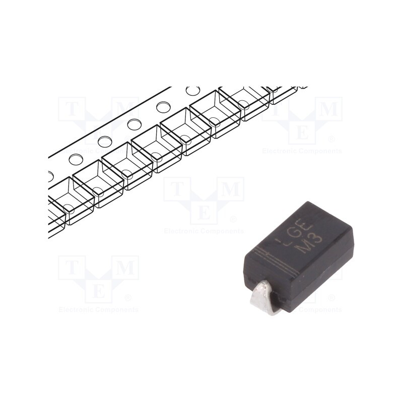 50 pcs : M3 - Diode: rectifying, SMD, 200V, 1A, SMAJ, Ufmax: 1.1V, Ifsm: 30A