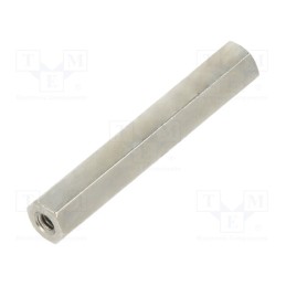 50 pcs : 111X25 - Screwed spacer sleeve, 25mm, Int.thread: M2, hexagonal, brass